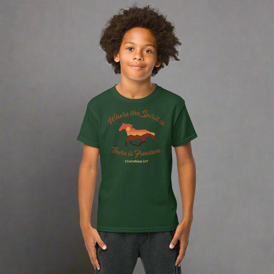 Where the spirit is there is freedom 2 Corinthians 3:17 youth t-shirt