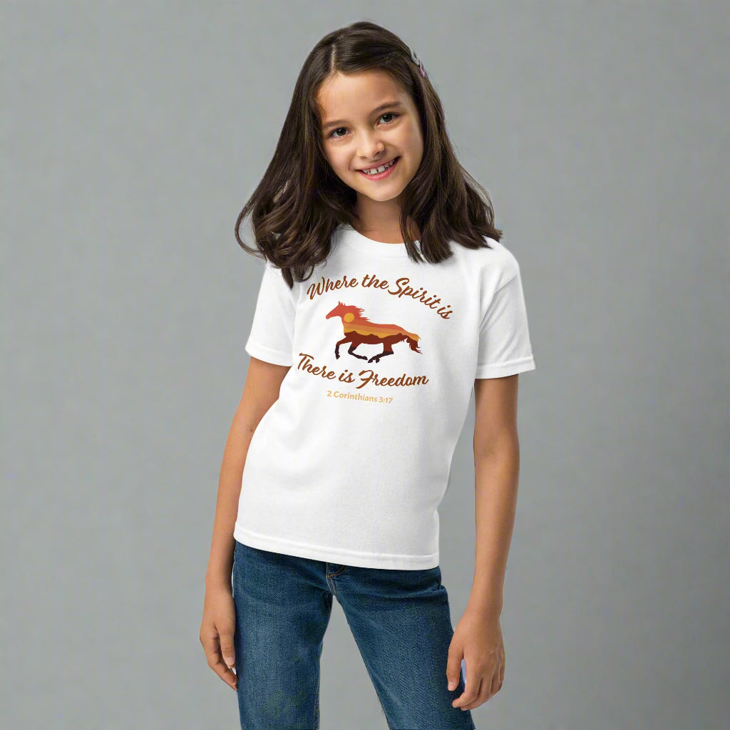 Where the spirit is there is freedom 2 Corinthians 3:17 youth t-shirt
