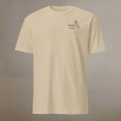 She is clothed with strength and dignity proverbs 31:25 t-shirt