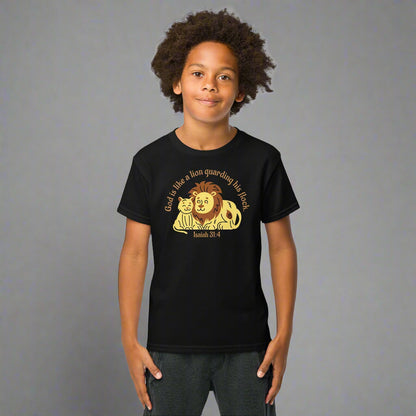 God is like a lion guarding his flock youth t-shirt