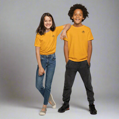 youth short sleeve t-shirt gold with bible verse Luke 6:31 Do to others as you would have them do to you