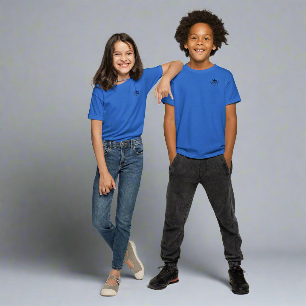 youth short sleeve t-shirt royal with bible verse Luke 6:31 Do to others as you would have them do to you